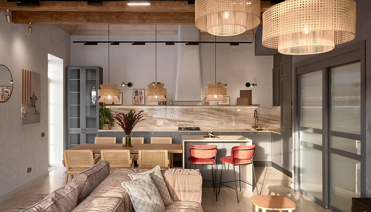 Favourite в проекте «Дачный ответ». Проект «Кухня-гостиная с двумя островами» 