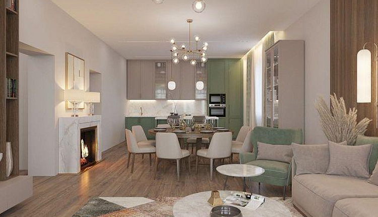 Проект 3в1 кухня, столовая, гостиная от Ксении Коротковой