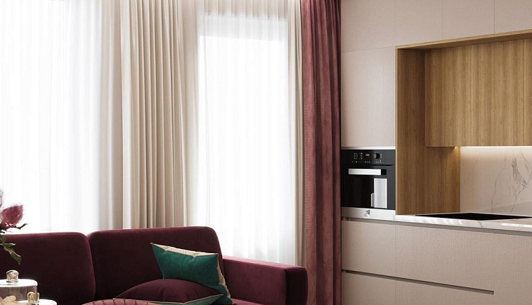 Проект кухни-гостиной от дизайнера @alinayura_v