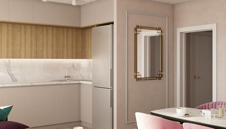 Проект кухни-гостиной от дизайнера @alinayura_v